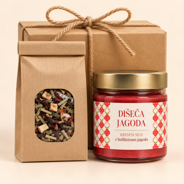 Srednji paket "Dišeča jagoda in sadni čaj jagoda-pomaranča"