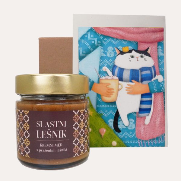srednji paket Slastni lešnik, voščilnica Bruno in kakav